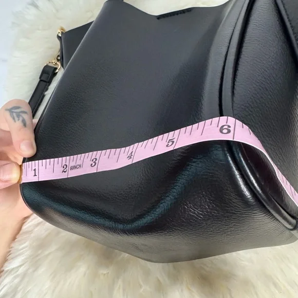 Black Faux Leather Handbag with Gold Hardware- Like New! - Picture 12 of 12